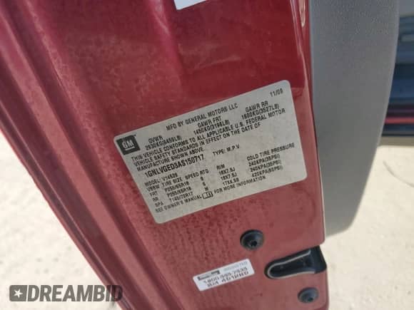 2010 Chevrolet Traverse 2LT с VIN 1GNLVGED3AS150717, выставлен на аукционе Copart как лот 82267175 с пробегом 245 396 миль миль и Списание • Salvage title. История ставок и продаж доступна на DreamBid. Изображение 14.