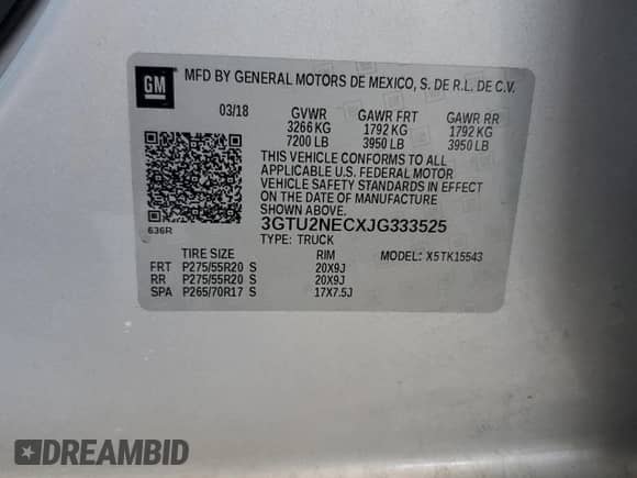 2018 GMC Sierra 1500 SLT z VIN 3GTU2NECXJG333525, wystawiony jako Copart lot #80155105 z przebiegiem 141 802 mil mil oraz Szkoda całkowita • Salvage title. Historia ofert i sprzedaży dostępna na DreamBid. Obrazek 12.