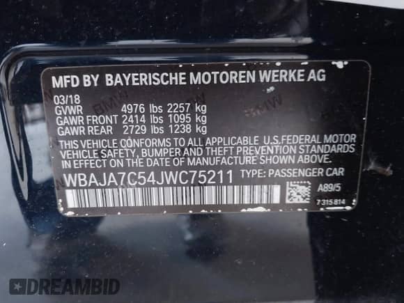 2018 BMW 5 Series 530i xDrive с VIN WBAJA7C54JWC75211, выставлен на аукционе IAAI как лот 42288714 с пробегом 47 810 миль миль и . История ставок и продаж доступна на DreamBid. Изображение 9.