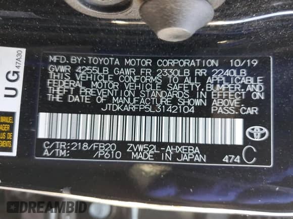 2020 Toyota Prius LE с VIN JTDKARFP5L3142104, выставлен на аукционе Copart как лот 71806605 с пробегом 100 878 миль миль и Списание • Salvage title. История ставок и продаж доступна на DreamBid. Изображение 13.