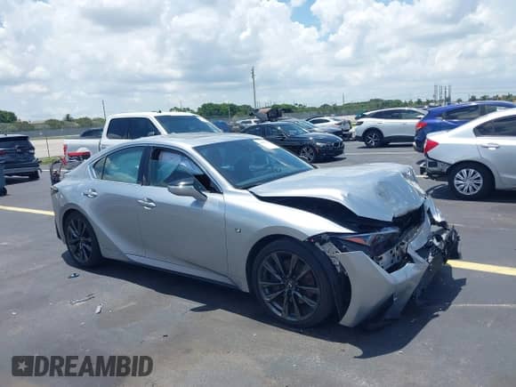 2021 Lexus IS 350 F Sport with VIN JTHGZ1B22M5045649, listed as a IAAI auction lot 42687081 with 50,744 mi miles and . Bid and sale history available at DreamBid. Image 1.