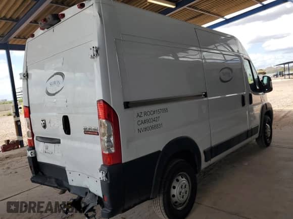 2019 Ram ProMaster Cargo with VIN 3C6TRVBG5KE554212, listed as a Copart auction lot 56341605 with 103,567 mi miles and Salvage title. Bid and sale history available at DreamBid. Image 3.
