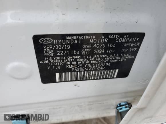 2020 Hyundai Ioniq SE с VIN KMHC75LC9LU188294, выставлен на аукционе Copart как лот 41082754 с пробегом 50 162 миль миль и . История ставок и продаж доступна на DreamBid. Изображение 15.