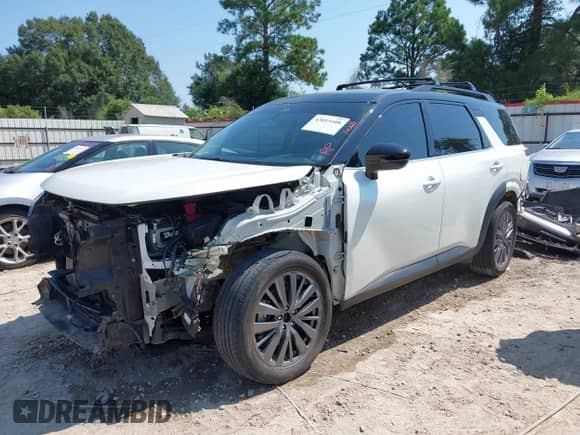 2024 Nissan Pathfinder SL with VIN 5N1DR3CB7RC227165, listed as a IAAI auction lot 43015108 with 28,753 mi miles and . Bid and sale history available at DreamBid. Image 2.