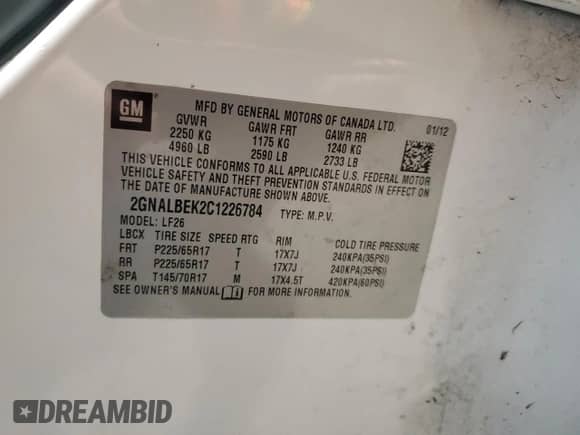 2012 Chevrolet Equinox LS с VIN 2GNALBEK2C1226784, выставлен на аукционе Copart как лот 90464855 с пробегом 152 023 миль миль и Чистый • Clean title. История ставок и продаж доступна на DreamBid. Изображение 13.