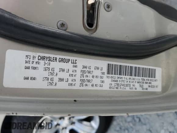 2010 Dodge 1500 ST с VIN 1D7RB1GP4AS189726, выставлен на аукционе Copart как лот 69798884 с пробегом 226 867 миль миль и Списание • Salvage title. История ставок и продаж доступна на DreamBid. Изображение 12.