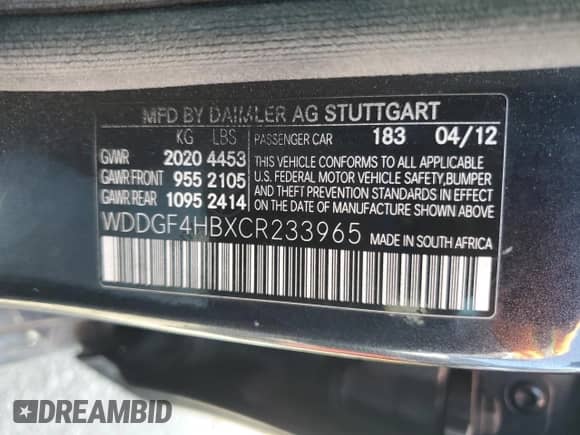 2012 Mercedes-Benz C 250 Sport с VIN WDDGF4HBXCR233965, выставлен на аукционе Copart как лот 82598215 с пробегом 156 674 миль миль и Чистый • Clean title. История ставок и продаж доступна на DreamBid. Изображение 12.