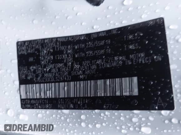 2020 Toyota Sienna LE with VIN 5TDJZ3DC6LS237433, listed as a IAAI auction lot 40948475 with 108,000 mi miles and . Bid and sale history available at DreamBid. Image 9.