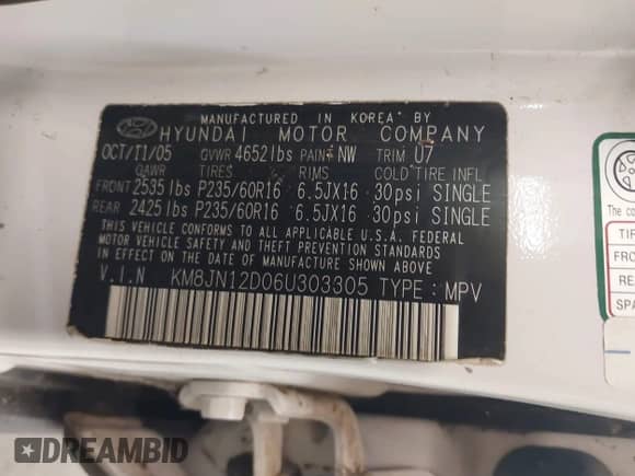 2006 Hyundai Tucson GLS z VIN KM8JN12D06U303305, wystawiony jako IAAI lot #42683966 z przebiegiem 333 425 mil mil oraz . Historia ofert i sprzedaży dostępna na DreamBid. Obrazek 9.