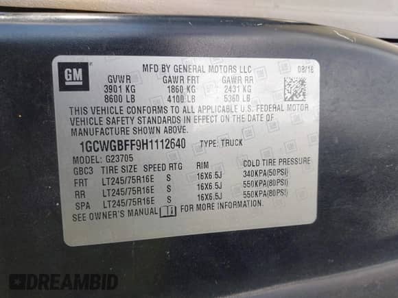 2017 Chevrolet Express Cargo with VIN 1GCWGBFF9H1112640, listed as a IAAI auction lot 41401549 with 157,773 mi miles and . Bid and sale history available at DreamBid. Image 9.