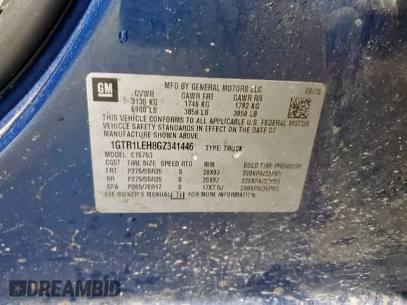 2016 GMC Sierra 1500 с VIN 1GTR1LEH8GZ341446, выставлен на аукционе Copart как лот 80211105 с пробегом 149 832 миль миль и Списание • Salvage title. История ставок и продаж доступна на DreamBid. Изображение 12.