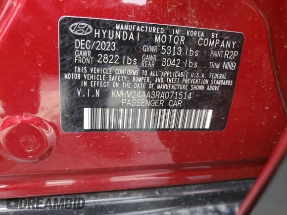 2024 Hyundai Ioniq 6 SE с VIN KMHM24AA3RA071514, выставлен на аукционе Copart как лот 45748335 с пробегом 5 975 миль миль и Списание • Salvage title. История ставок и продаж доступна на DreamBid. Изображение 12.