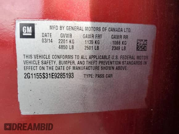 2014 Chevrolet Impala LTZ z VIN 2G1155S31E9285193, wystawiony jako Copart lot #85010065 z przebiegiem 127 170 mil mil oraz Szkoda całkowita • Salvage title. Historia ofert i sprzedaży dostępna na DreamBid. Obrazek 12.