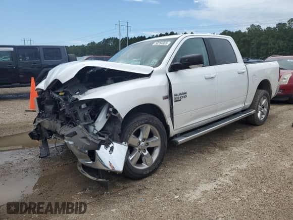 2019 Ram 1500 Big Horn with VIN 1C6RR6LT7KS675686, listed as a Copart auction lot 58254805 with 97,850 mi miles and Salvage title. Bid and sale history available at DreamBid. Image 1.