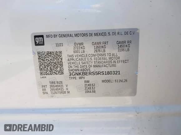 2024 Chevrolet Blazer RS with VIN 3GNKBERS5RS180321, listed as a IAAI auction lot 42259552 with 21,356 mi miles and . Bid and sale history available at DreamBid. Image 9.