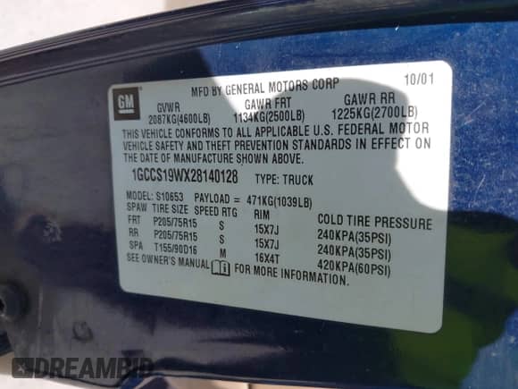 2002 Chevrolet S-10 LS с VIN 1GCCS19WX28140128, выставлен на аукционе IAAI как лот 43009541 с пробегом 210 511 миль миль и . История ставок и продаж доступна на DreamBid. Изображение 9.
