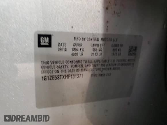 2017 Chevrolet Malibu LT z VIN 1G1ZE5STXHF131371, wystawiony jako Copart lot #55514575 z przebiegiem 139 078 mil mil oraz Szkoda całkowita • Salvage title. Historia ofert i sprzedaży dostępna na DreamBid. Obrazek 12.