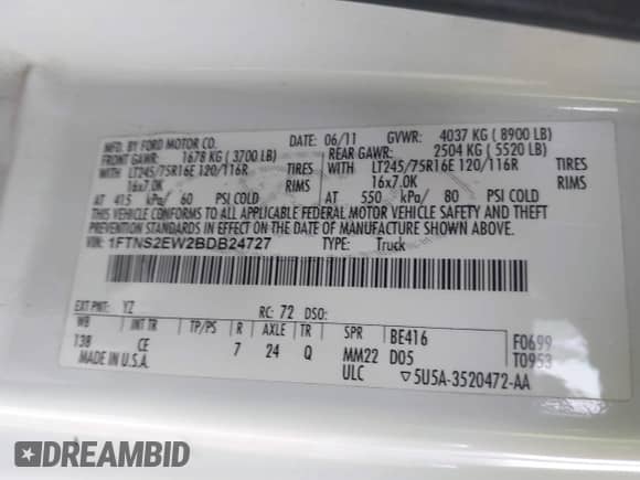 2011 Ford Econoline Cargo Commercial с VIN 1FTNS2EW2BDB24727, выставлен на аукционе IAAI как лот 41256502 с пробегом 280 981 миль миль и . История ставок и продаж доступна на DreamBid. Изображение 9.