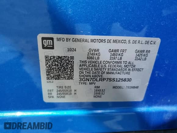 2025 Chevrolet Equinox EV LT z VIN 3GN7DLRP7SS125830, wystawiony jako Copart lot #58748935 z przebiegiem 3 394 mil mil oraz Szkoda całkowita • Salvage title. Historia ofert i sprzedaży dostępna na DreamBid. Obrazek 12.