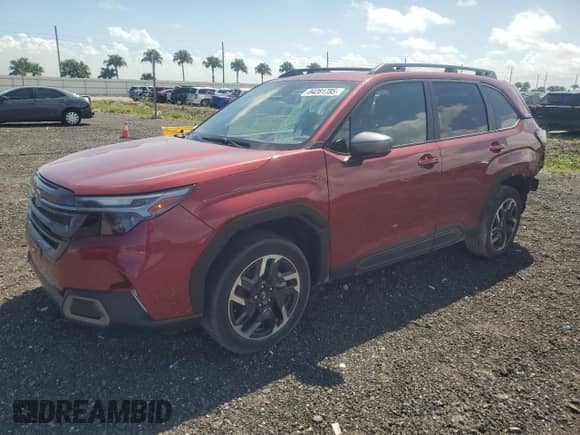 2025 Subaru Forester Limited z VIN JF2SLDRC5SH489571, wystawiony jako Copart lot #84281785 z przebiegiem 226 mil mil oraz Szkoda całkowita • Salvage title. Historia ofert i sprzedaży dostępna na DreamBid. Obrazek 1.