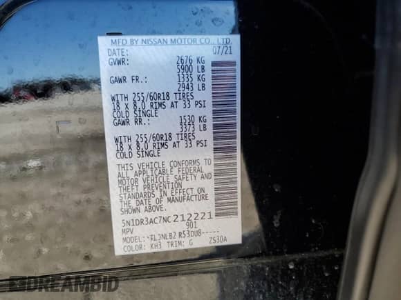 2022 Nissan Pathfinder S с VIN 5N1DR3AC7NC212221, выставлен на аукционе Copart как лот 46320015 с пробегом 34 521 миль миль и Списание • Salvage title. История ставок и продаж доступна на DreamBid. Изображение 15.