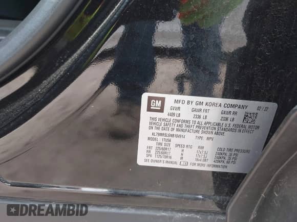 2022 Chevrolet TrailBlazer LT с VIN KL79MRSL6NB104914, выставлен на аукционе IAAI как лот 42462945 с пробегом 29 193 миль миль и . История ставок и продаж доступна на DreamBid. Изображение 9.