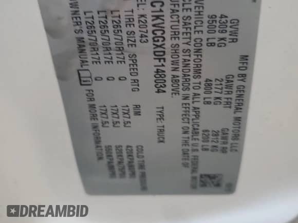 2013 Chevrolet Silverado 2500HD Work Truck with VIN 1GC1KVCGXDF148034, listed as a Copart auction lot 84442005 with 217,501 mi miles and Salvage title. Bid and sale history available at DreamBid. Image 12.