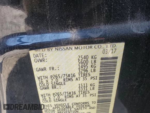 2017 Nissan Frontier Pro-4X with VIN 1N6DD0EV7HN741526, listed as a Copart auction lot 70560935 with Not provided miles and Salvage title. Bid and sale history available at DreamBid. Image 12.