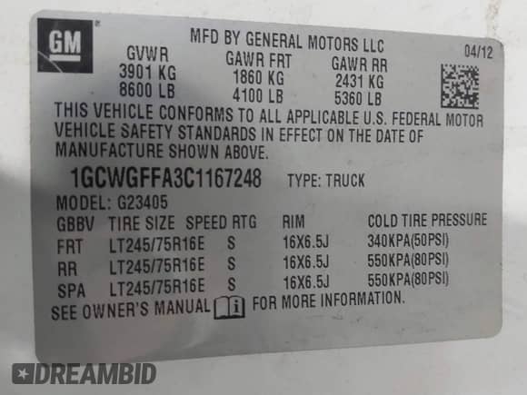 2012 Chevrolet Express Cargo с VIN 1GCWGFFA3C1167248, выставлен на аукционе IAAI как лот 40882927 с пробегом 212 415 миль миль и . История ставок и продаж доступна на DreamBid. Изображение 9.