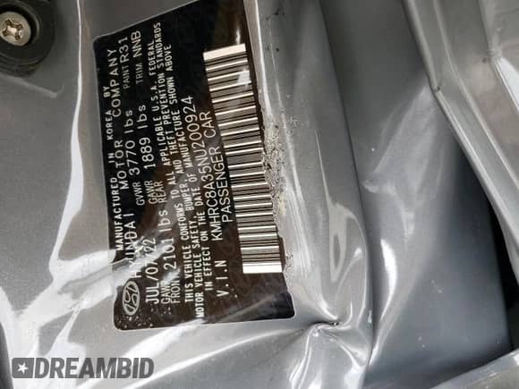 2022 Hyundai Venue SEL с VIN KMHRC8A35NU200924, выставлен на аукционе Copart как лот 60744633 с пробегом Не указан миль и На запчасти • Non repairable. История ставок и продаж доступна на DreamBid. Изображение 12.