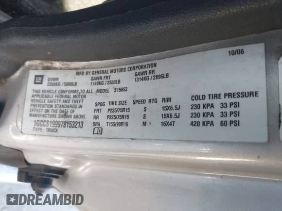 2007 Chevrolet Colorado 1LT с VIN 1GCCS199978153213, выставлен на аукционе IAAI как лот 42415298 с пробегом 196 374 миль миль и . История ставок и продаж доступна на DreamBid. Изображение 9.