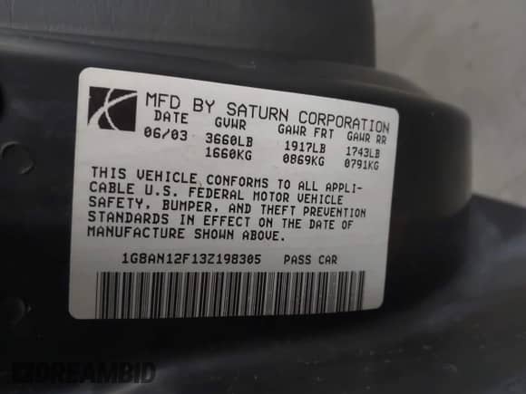 2003 Saturn ION ION 2 с VIN 1G8AN12F13Z198305, выставлен на аукционе IAAI как лот 40806613 с пробегом 107 342 миль миль и . История ставок и продаж доступна на DreamBid. Изображение 9.