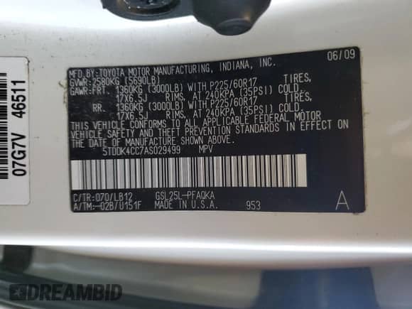 2010 Toyota Sienna XLE с VIN 5TDDK4CC7AS029499, выставлен на аукционе Copart как лот 67858935 с пробегом 227 184 миль миль и Чистый • Clean title. История ставок и продаж доступна на DreamBid. Изображение 13.