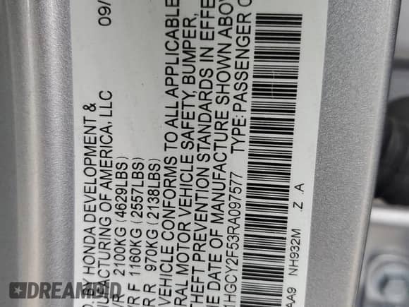2024 Honda Accord Sport with VIN 1HGCY2F53RA097577, listed as a Copart auction lot 85559985 with 4,676 mi miles and Salvage title. Bid and sale history available at DreamBid. Image 12.