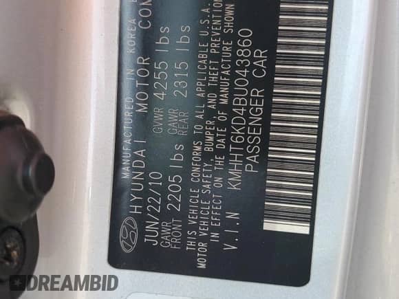 2011 Hyundai Genesis Coupe z VIN KMHHT6KD4BU043860, wystawiony jako Copart lot #71284105 z przebiegiem 161 413 mil mil oraz Szkoda całkowita • Salvage title. Historia ofert i sprzedaży dostępna na DreamBid. Obrazek 12.