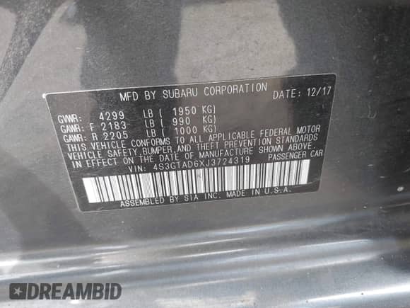 2018 Subaru Impreza Premium with VIN 4S3GTAD6XJ3724319, listed as a IAAI auction lot 42468081 with 80,574 mi miles and . Bid and sale history available at DreamBid. Image 9.