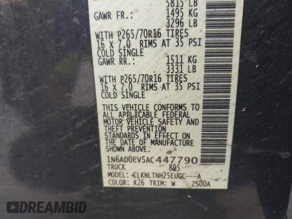 2010 Nissan Frontier SE с VIN 1N6AD0EV5AC447790, выставлен на аукционе IAAI как лот 43088075 с пробегом 184 335 миль миль и . История ставок и продаж доступна на DreamBid. Изображение 9.