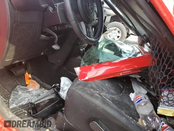 2015 Jeep Wrangler Sport with VIN 1C4AJWAG3FL711005, listed as a Copart auction lot 80410485 with 75,574 mi miles and Salvage title. Bid and sale history available at DreamBid. Image 8.