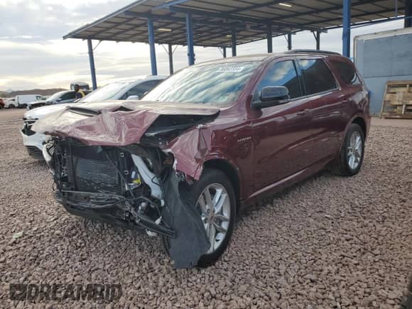 2025 Dodge Durango R/T Plus with VIN 1C4SDJCT9SC504606, listed as a Copart auction lot 86062334 with 1,717 mi miles and Salvage title. Bid and sale history available at DreamBid. Image 1.
