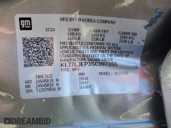 2025 Chevrolet Trax 2RS с VIN KL77LJEP3SC097355, выставлен на аукционе Copart как лот 85523095 с пробегом 8 183 миль миль и Списание • Salvage title. История ставок и продаж доступна на DreamBid. Изображение 13.