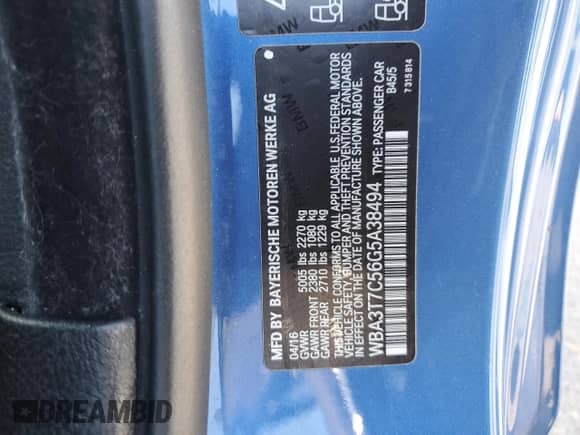 2016 BMW 4 Series 435i xDrive с VIN WBA3T7C56G5A38494, выставлен на аукционе Copart как лот 54745175 с пробегом 68 608 миль миль и Списание • Salvage title. История ставок и продаж доступна на DreamBid. Изображение 12.