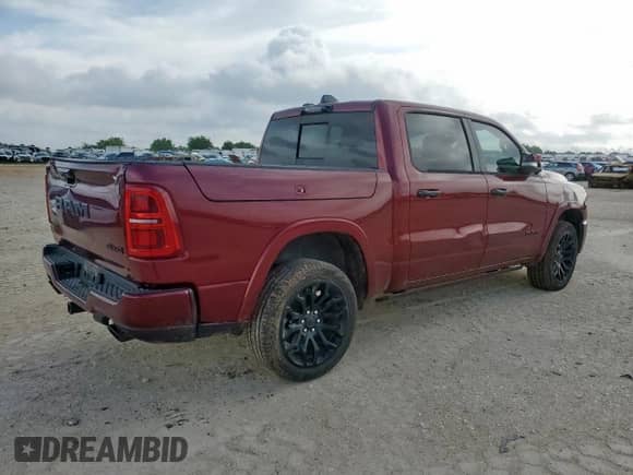 2025 Ram 1500 Limited with VIN 1C6SRFHPXSN591616, listed as a Copart auction lot 64567455 with Not provided miles and Salvage title. Bid and sale history available at DreamBid. Image 3.