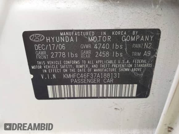 2007 Hyundai Azera SE с VIN KMHFC46F37A188131, выставлен на аукционе IAAI как лот 42864817 с пробегом 161 960 миль миль и . История ставок и продаж доступна на DreamBid. Изображение 9.