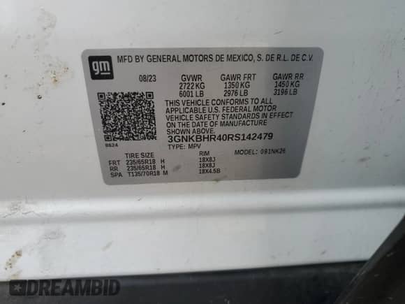 2024 Chevrolet Blazer LT z VIN 3GNKBHR40RS142479, wystawiony jako Copart lot #87407965 z przebiegiem 122 142 mil mil oraz Szkoda całkowita • Salvage title. Historia ofert i sprzedaży dostępna na DreamBid. Obrazek 13.