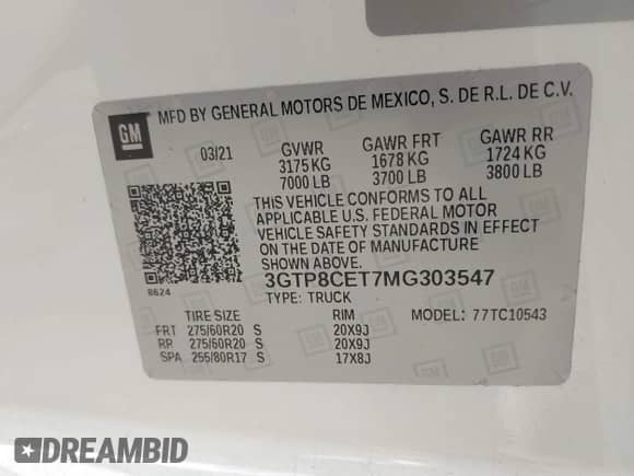 2021 GMC Sierra 1500 Elevation с VIN 3GTP8CET7MG303547, выставлен на аукционе IAAI как лот 40350662 с пробегом 102 745 миль миль и . История ставок и продаж доступна на DreamBid. Изображение 9.