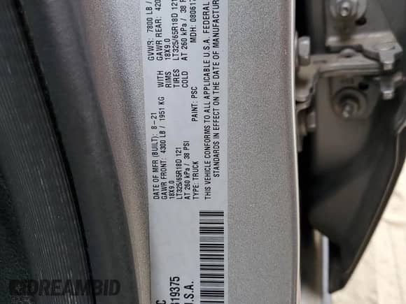 2021 Ram 1500 TRX с VIN 1C6SRFU92MN819375, выставлен на аукционе Copart как лот 66663305 с пробегом 73 485 миль миль и На запчасти • Non repairable. История ставок и продаж доступна на DreamBid. Изображение 12.