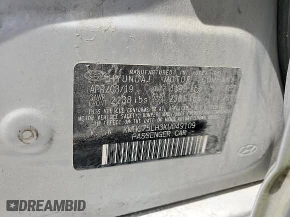 2019 Hyundai Ioniq с VIN KMHC75LH3KU049109, выставлен на аукционе Copart как лот 56517145 с пробегом 35 798 миль миль и Списание • Salvage title. История ставок и продаж доступна на DreamBid. Изображение 13.