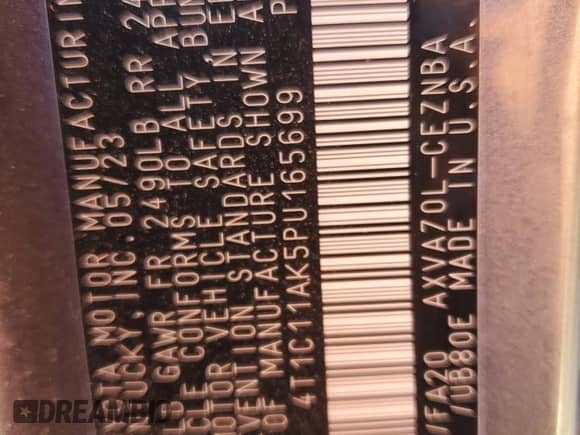 2023 Toyota Camry LE with VIN 4T1C11AK5PU165699, listed as a Copart auction lot 70101295 with 41,740 mi miles and Salvage title. Bid and sale history available at DreamBid. Image 12.