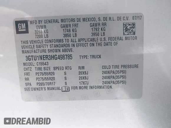 2017 GMC Sierra 1500 SLT z VIN 3GTU1NER3HG498785, wystawiony jako IAAI lot #42629458 z przebiegiem 41 962 mil mil oraz . Historia ofert i sprzedaży dostępna na DreamBid. Obrazek 9.