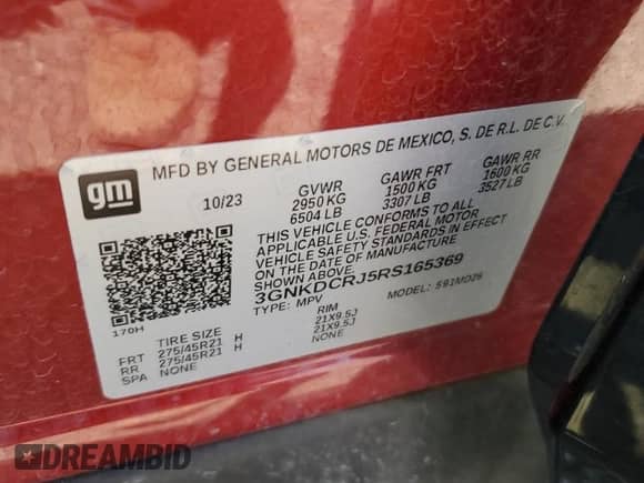 2024 Chevrolet Blazer EV eAWD RS z VIN 3GNKDCRJ5RS165369, wystawiony jako Copart lot #64838815 z przebiegiem 7 256 mil mil oraz Nie do naprawy • Non repairable. Historia ofert i sprzedaży dostępna na DreamBid. Obrazek 14.